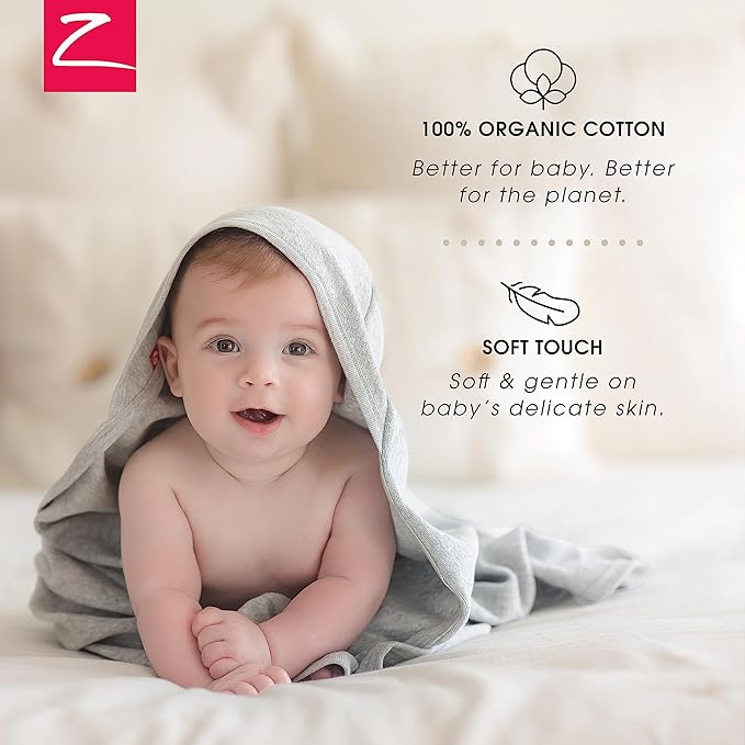 Zutano Hooded Baby Towels, Organic Cotton Baby Bath Towel, Ultra Soft and Absorbent Baby Towel for Newborn and Infant | Girl, Boy, and Unisex Towel Set, Strawberries, 2-Pack