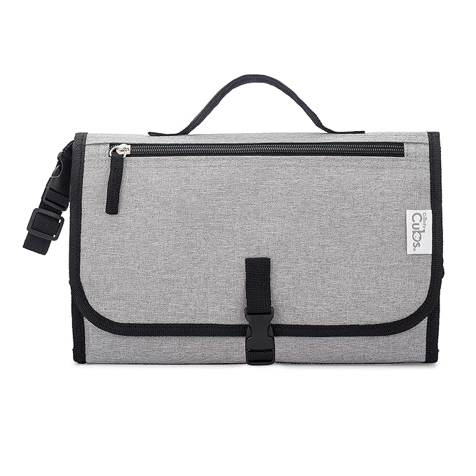 Comfy Cubs Baby Changing Pad Large Size - Waterproof Diaper Changing Mat with Cushioned Pillow - Soft & Lightweight, Foldable Design for Travel - Stylish Design for Boys and Girls - Solid Grey