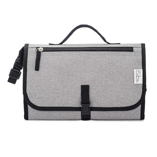 Comfy Cubs Baby Changing Pad Large Size - Waterproof Diaper Changing Mat with Cushioned Pillow - Soft & Lightweight, Foldable Design for Travel - Stylish Design for Boys and Girls - Solid Grey