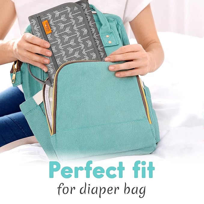 Kopi Baby Portable Diaper Changing Pad-Baby Diaper Changer Travel Bag with Wipes Pocket, Smart Design Portable Changing Mat, Infant Travel Station Kit,Gift for Newborn Girl & Boy-Grey Arrows, Modern