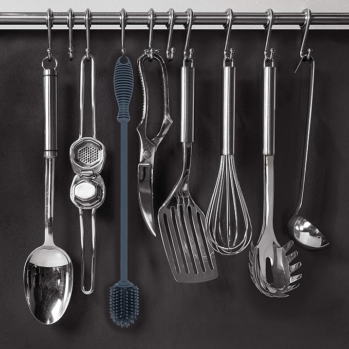 12.5" Silicone Bottle Brush & Straw Cleaner Brush Set | Water Bottle Cleaner for Hydro Flasks, Tumblers, Glassware, Vases and Narrow Neck Containers