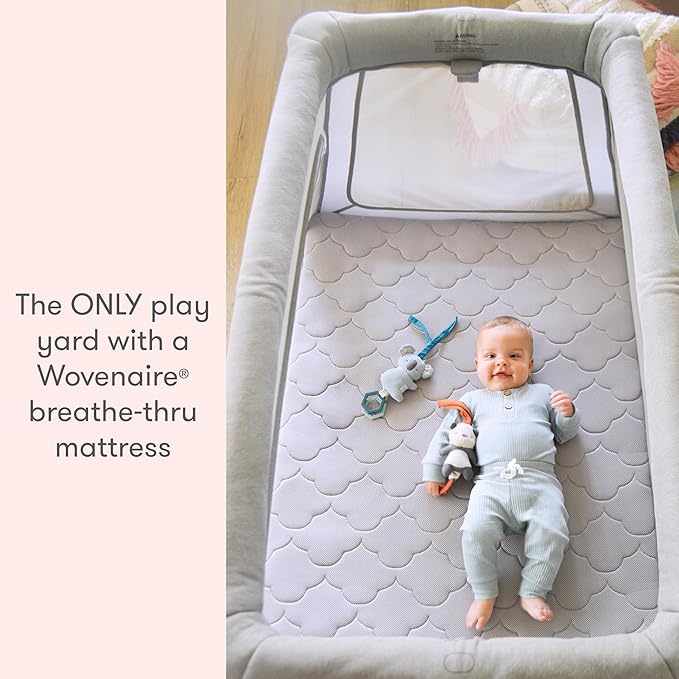 Newton Baby Deluxe Travel Crib & Play Yard | Largest in Class, Breathable, Washable Mattress, Foldable Playpen for Toddlers, Travel Bag, Grey