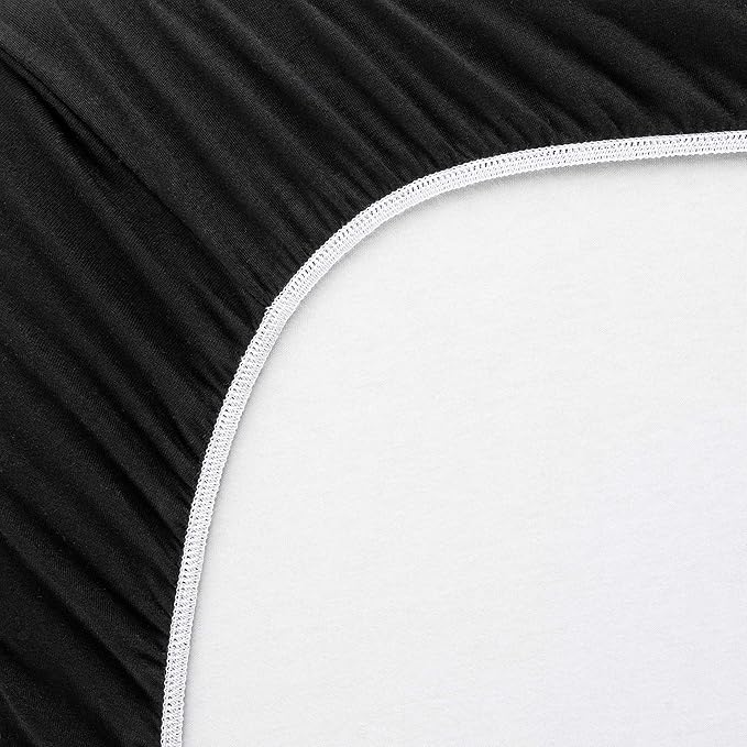 SheetWorld Fitted Pack N Play Playard Sheet Compatible with 4moms Breeze Plus Portable Playard 29 x 41 inches, 100% Cotton Jersey, Hypoallergenic, Butter Soft, Solid Black, Made in USA