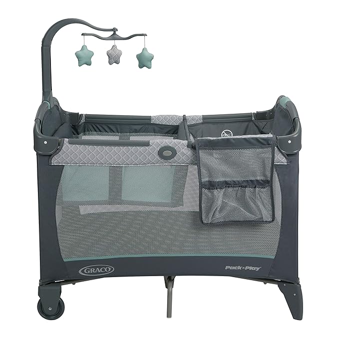 Graco Pack and Play Change 'n Carry Playard | Includes Portable Changing Pad, Manor, 40x28.5x29 Inch (Pack of 1)