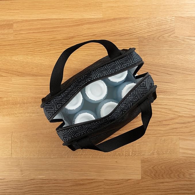 Dr. Brown’s Fold & Freeze Bottle Tote, Breastfeeding Essential Cooler Bag, 6 Baby Bottles Milk Storage - Black