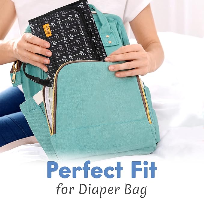 Kopi Baby Portable Diaper Changing Pad-Baby Diaper Changer Travel Bag with Wipes Pocket, Smart Design Portable Changing Mat, Infant Travel Station Kit, Gift for Newborn Girl & Boy-Black Arrows, Modern