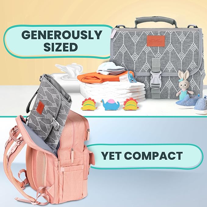 Portable Changing Pad for Baby Shower Gifts & New Mom Gifts, Travel Diaper Changing Pad for Newborn, Large Waterproof Baby Changing Mat, Foldable & Detachable Diaper Changing Station by Pillani