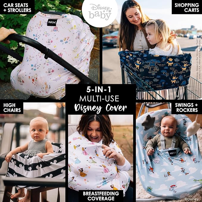 Milk Snob Disney's A Wish Come True 5-in-1 Baby Cover, Breastfeeding, Car Seat, Carrier, Stroller, High Chair, Shopping Cart, Lounger Canopy, Baby Shower Gender Neutral Gifts, Nursing Top