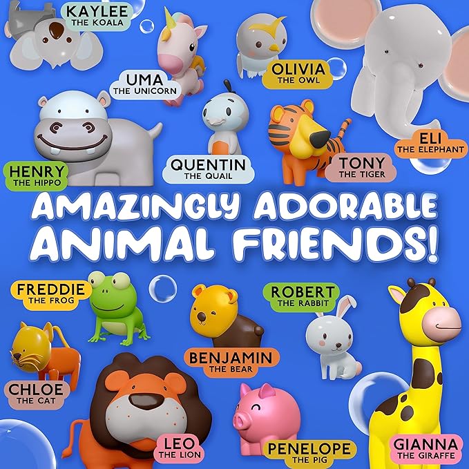 SplashEZ Mold Free Animals Bath Toys, No Hole Bath Toys for Toddlers, Bathtub 14 Animals Set for Kids, No Mold Floating Water Animals Set for Pool, BPA-Free Safe Fun, Infant Babies Ages 1 3 6 12 18 Mo