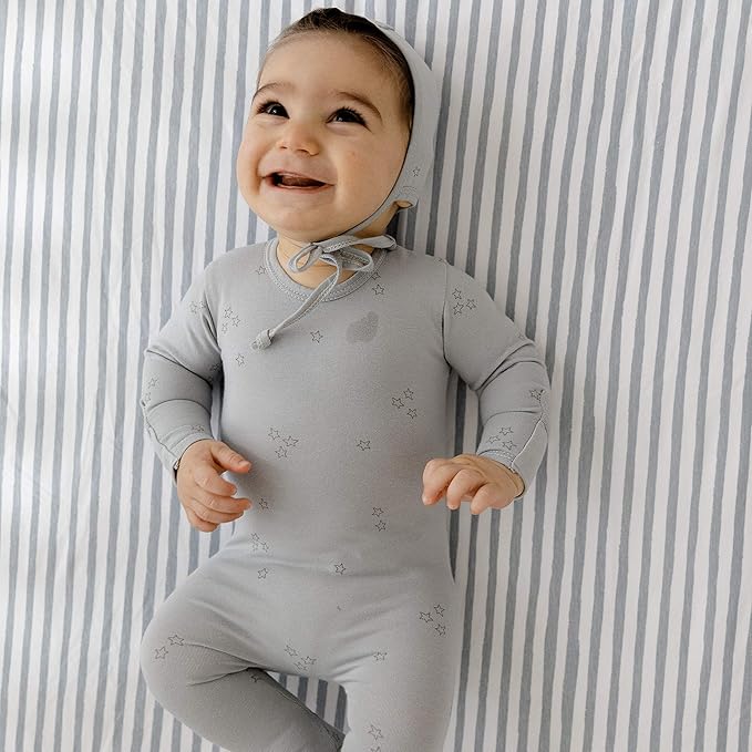 Ely’s & Co. Patent Pending Waterproof Changing Pad Cover|Cradle Sheet 2-Pack Set for Baby Boy - 100% Cotton, Jersey Knit Cotton Sheets with Waterproof Lining — Misty Blue, Stripes and Splashes